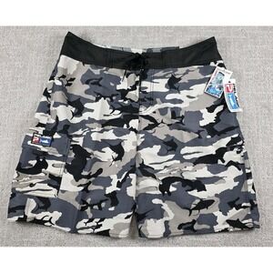 Pelagic Boardshorts Men 36 Grey Super  Fish Camo Quick Dry Cargo Swim Shorts NWT